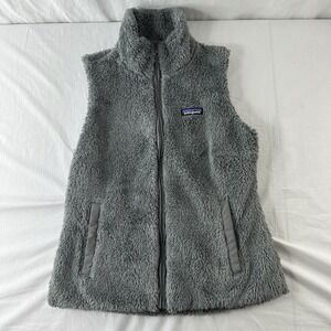 Patagonia Los Gatos Fleece Vest Womens Small In Gray Deep Pile Cozy Outdoor Logo